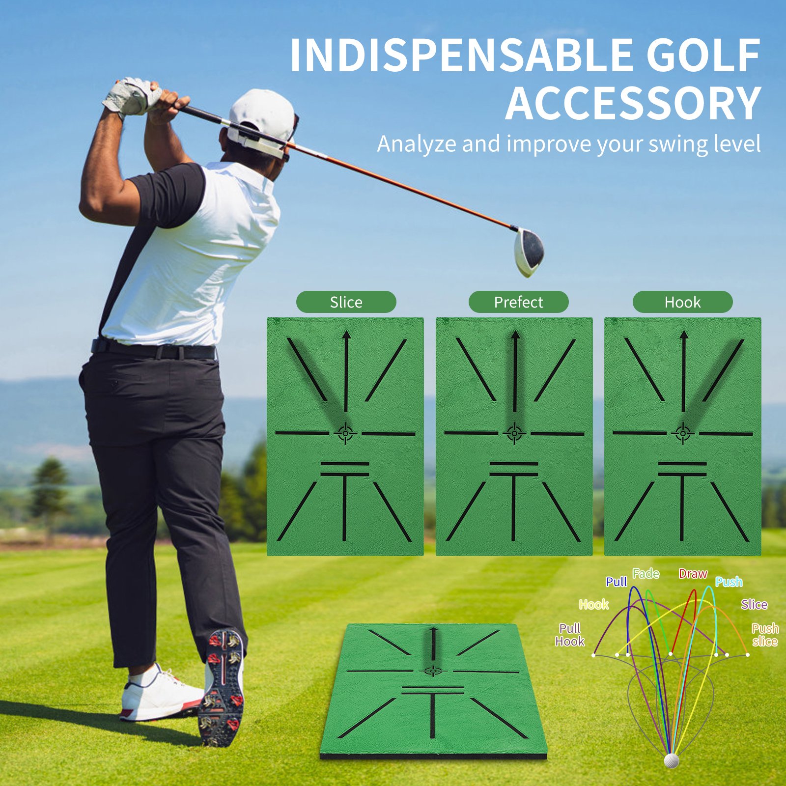 Golf Hitting Mat Swing Path Feedback - 14''x9'' Aluminum Base 3'' Dual Ground Spikes - Image 6