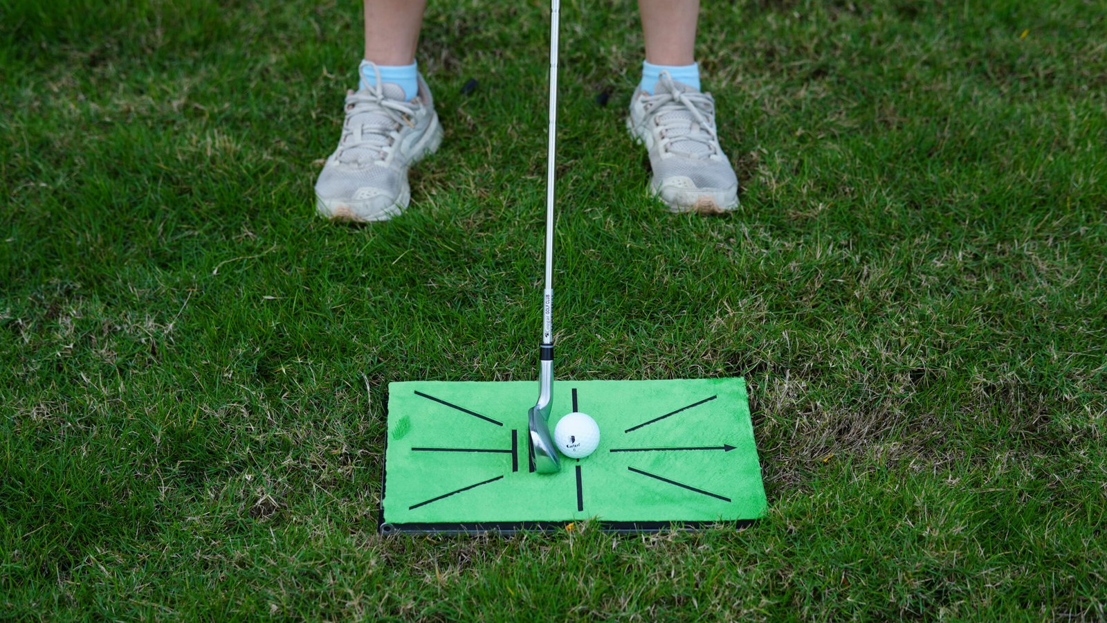 Golf Hitting Mat Swing Path Feedback - 14''x9'' Aluminum Base 3'' Dual Ground Spikes - Image 7