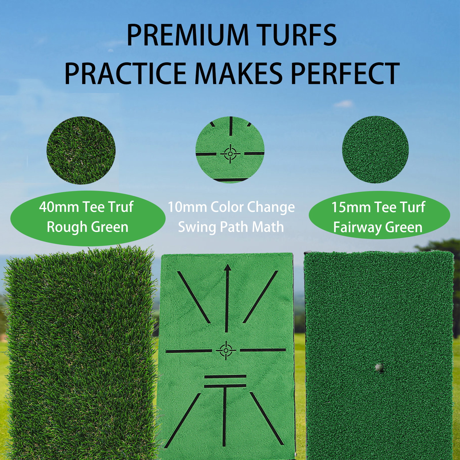 Golf Hitting Mat Swing Path Feedback - 14''x9'' Aluminum Base 3'' Dual Ground Spikes - Image 9