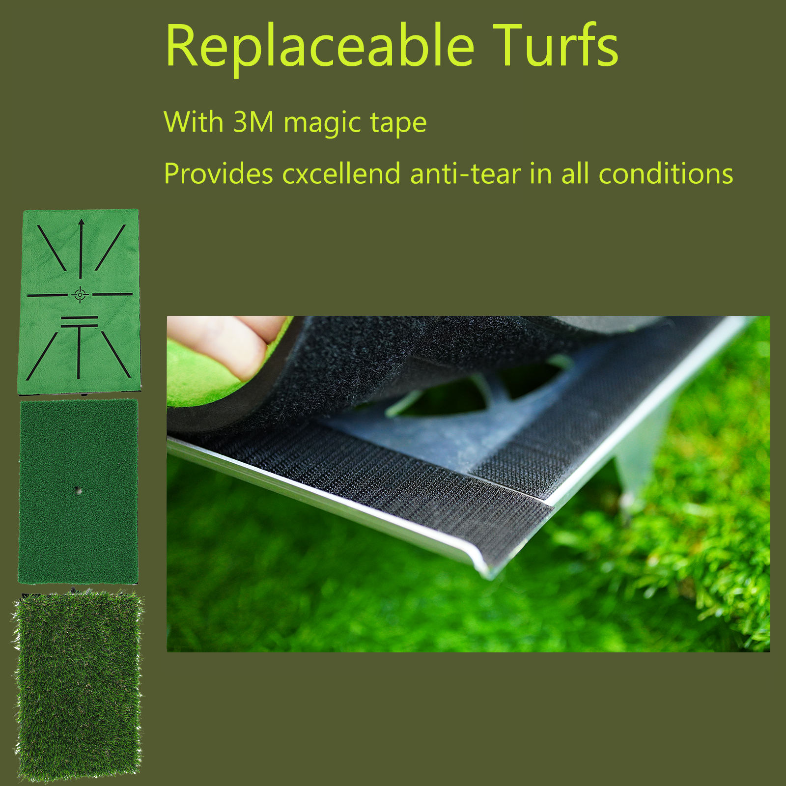 Golf Hitting Mat Swing Path Feedback - 14''x9'' Aluminum Base 3'' Dual Ground Spikes - Image 3