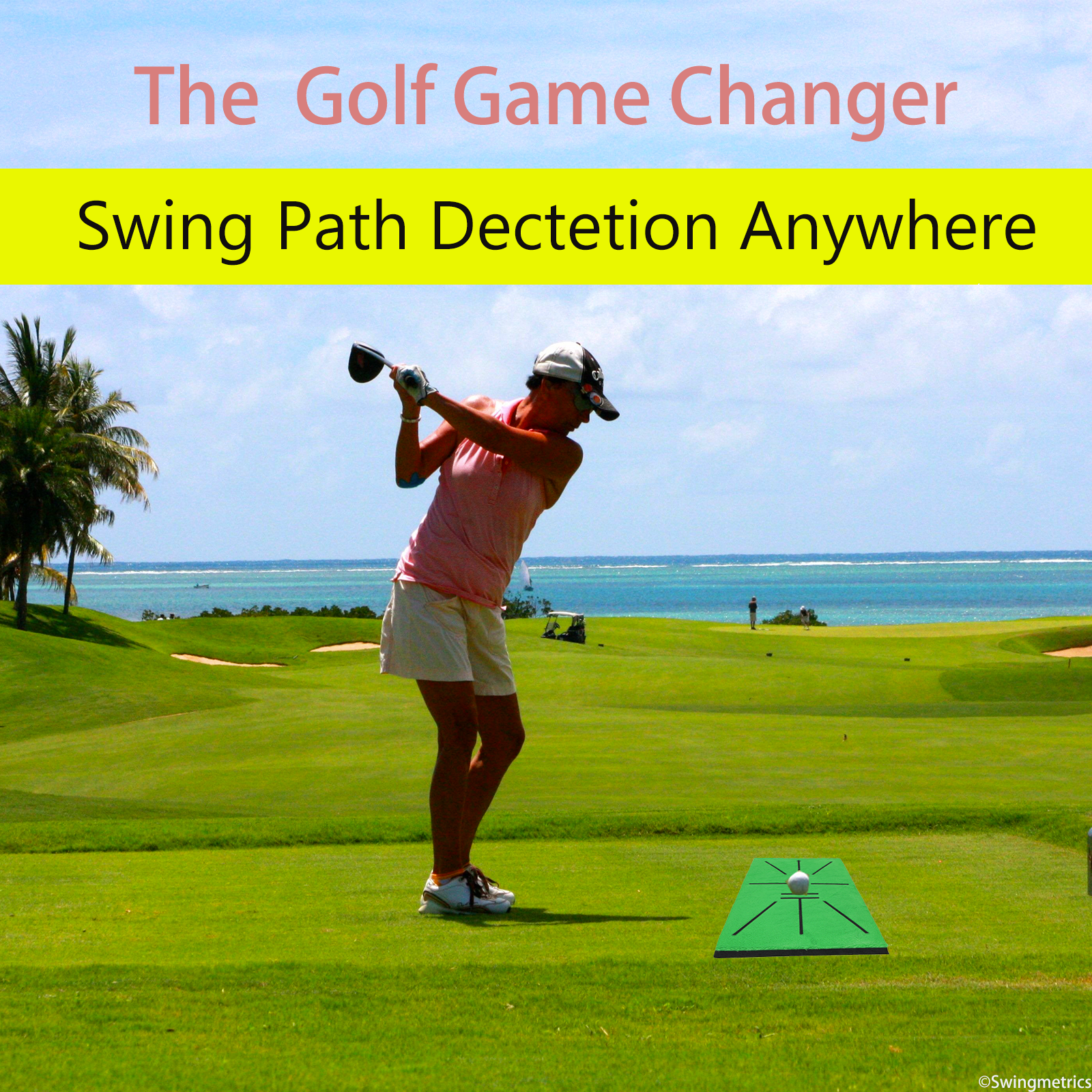 Golf Hitting Mat Swing Path Feedback - 14''x9'' Aluminum Base 3'' Dual Ground Spikes - Image 5